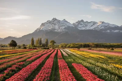 El Bolson con campo de Tulipanes