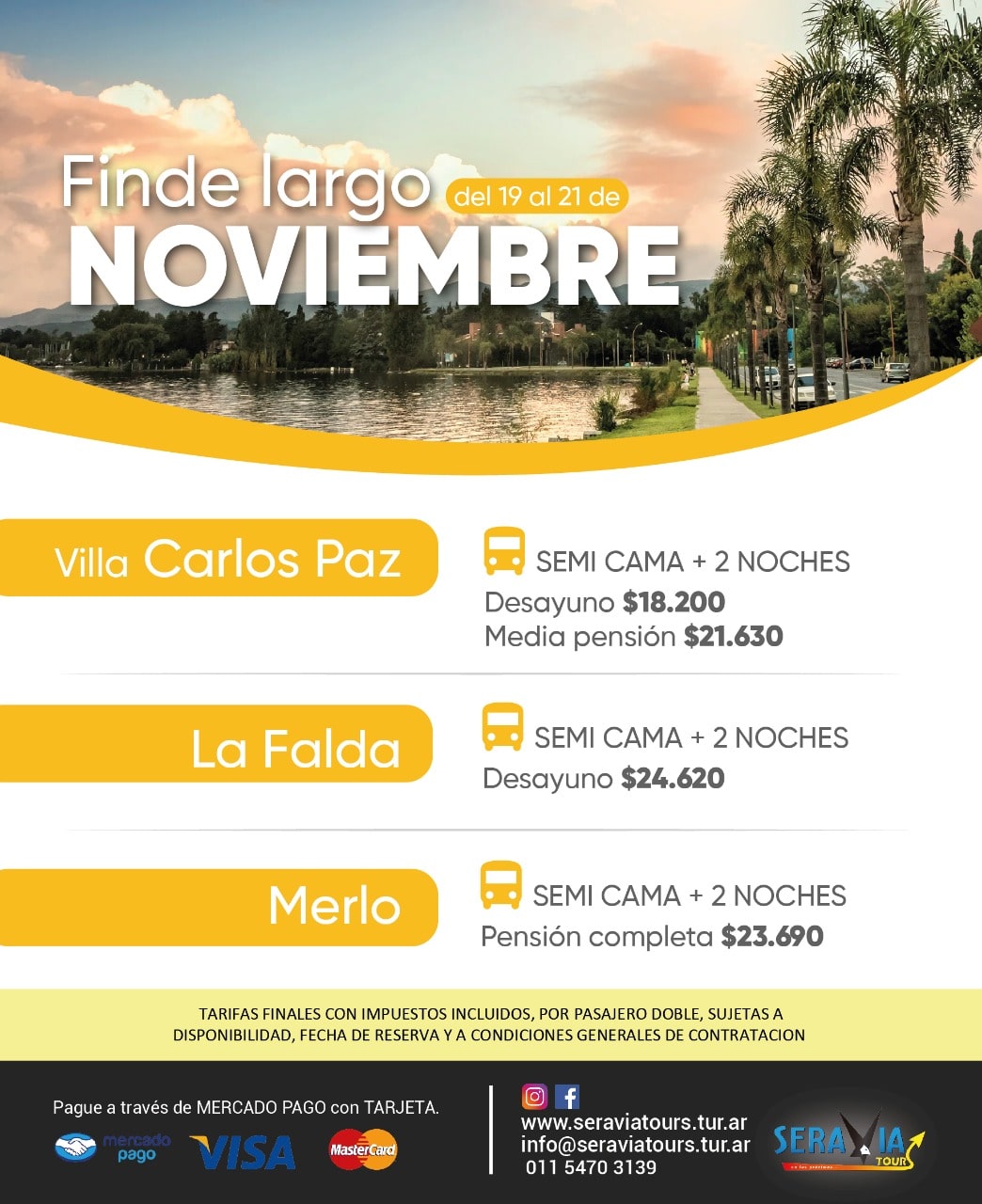 Finde largo Noviembre en Córdoba y San Luis 